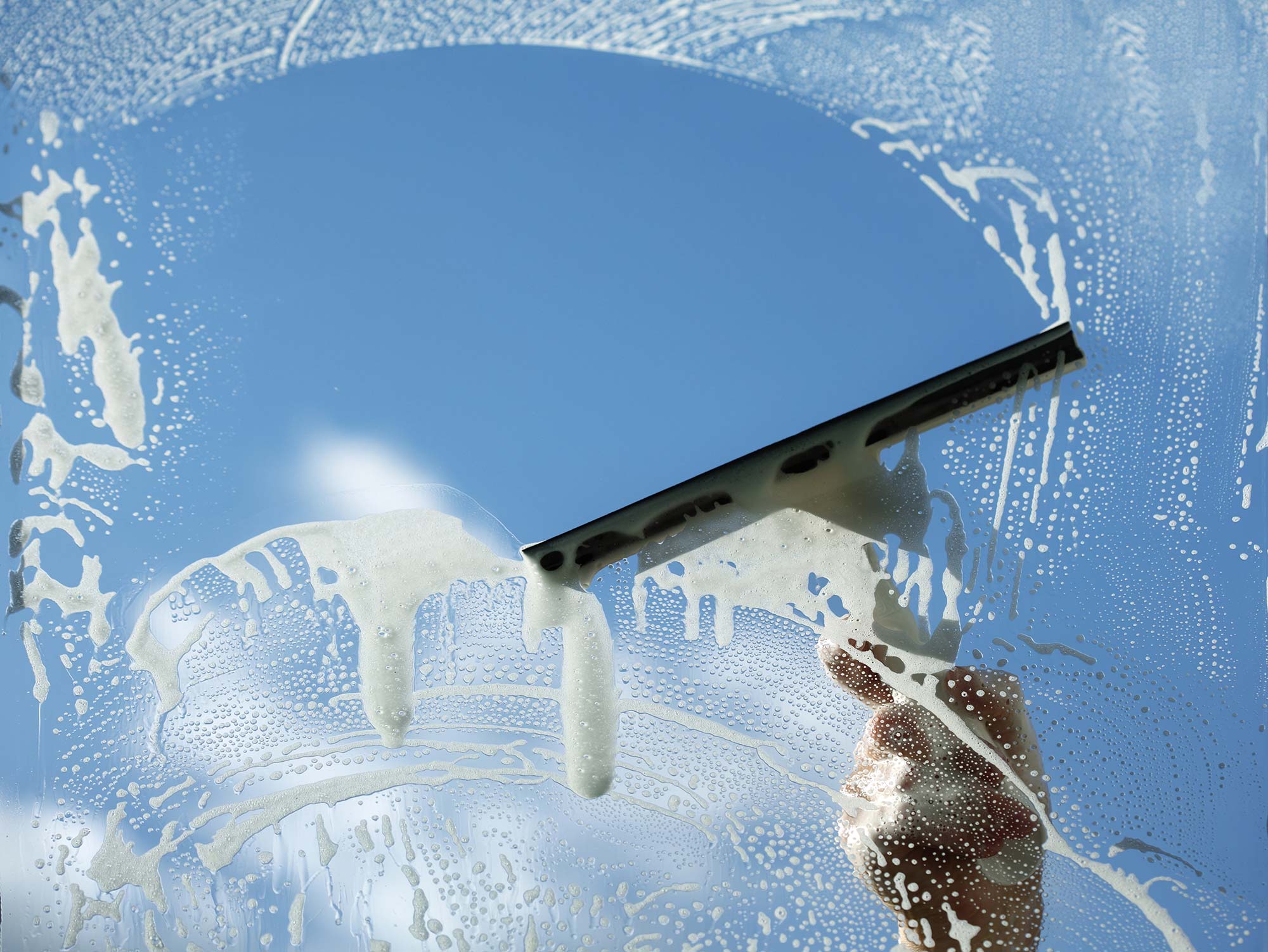 Detailed view of post-construction cleaning work