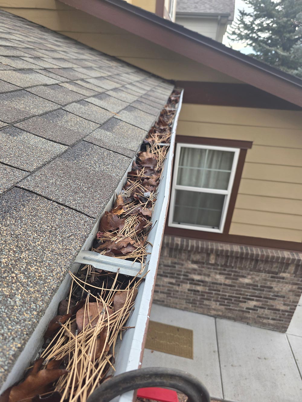 Gutter after cleaning project in Aurora